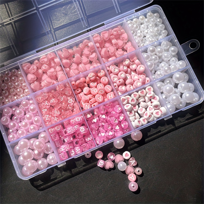 Jewelry Making Kit For Beginners - 10-Piece Kotak Alfabet Pink, Manik-manik Akrilik,