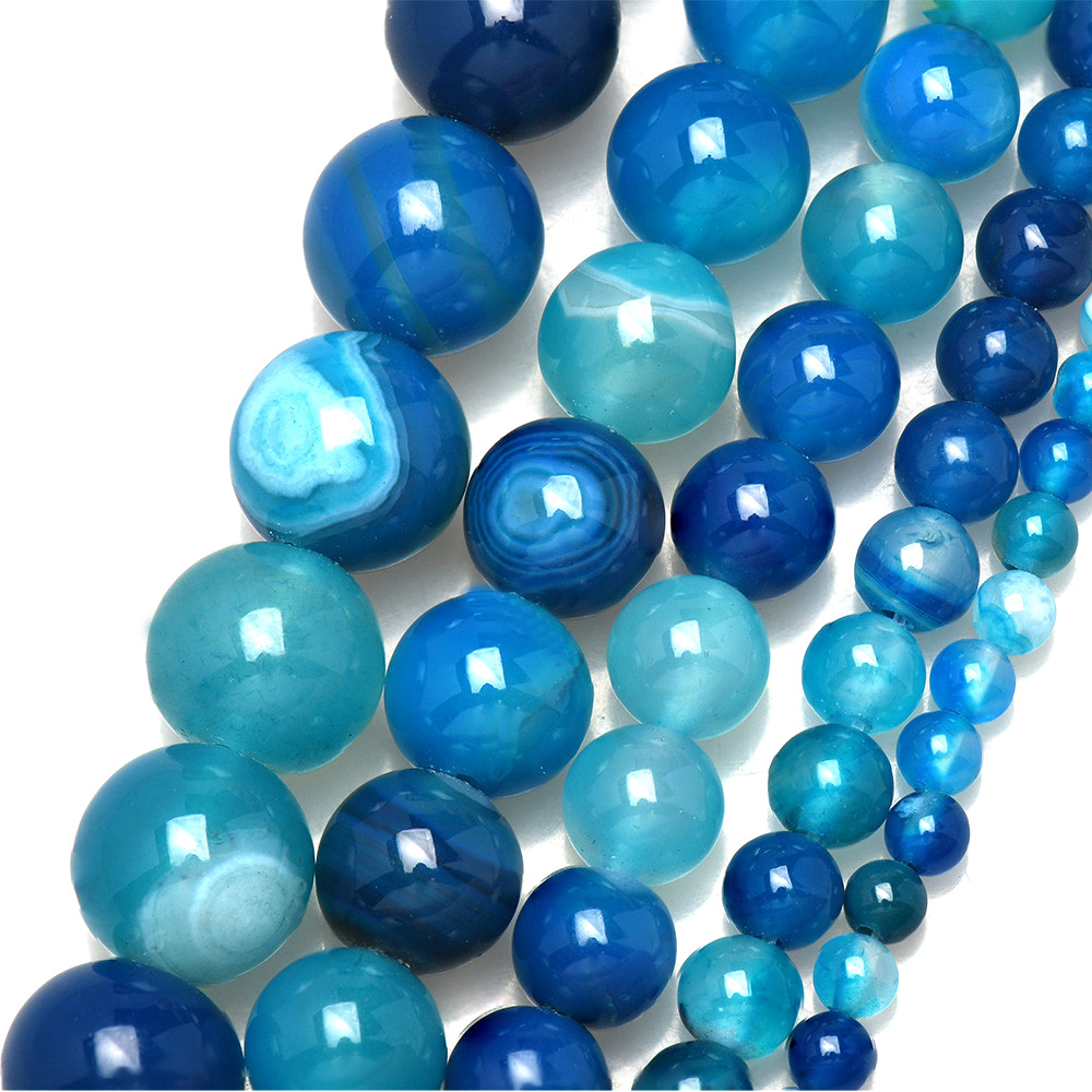 Jewelry Making Gemstones - Batu Alam Berpita Biru Renda Agates