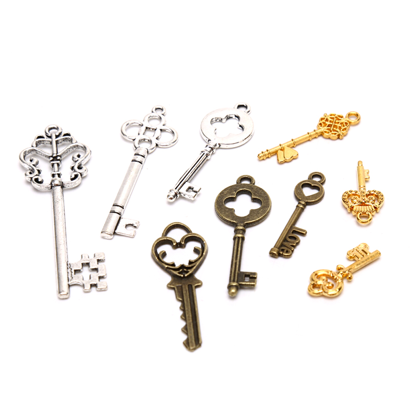 Jewelry Making In La - [HS][LA]13Pcs Liontin Kunci Logam Vintage Gaya