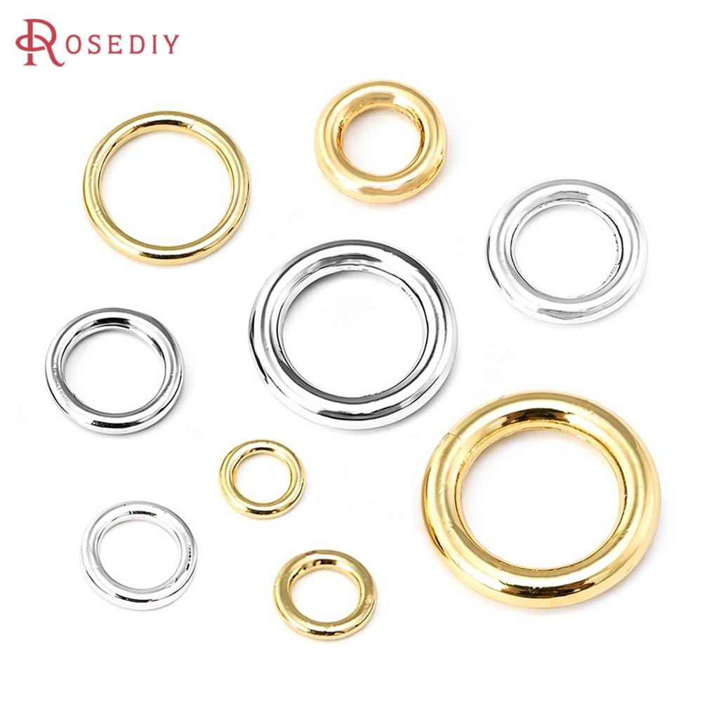 Jewelry Making Closed Jump Rings - 4~14.5MM Kawat Bulat Kuningan Warna Emas