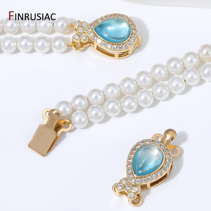 Jewelry Making Organizer - Kancing Kotak Opal Mutiara Berlapis Emas